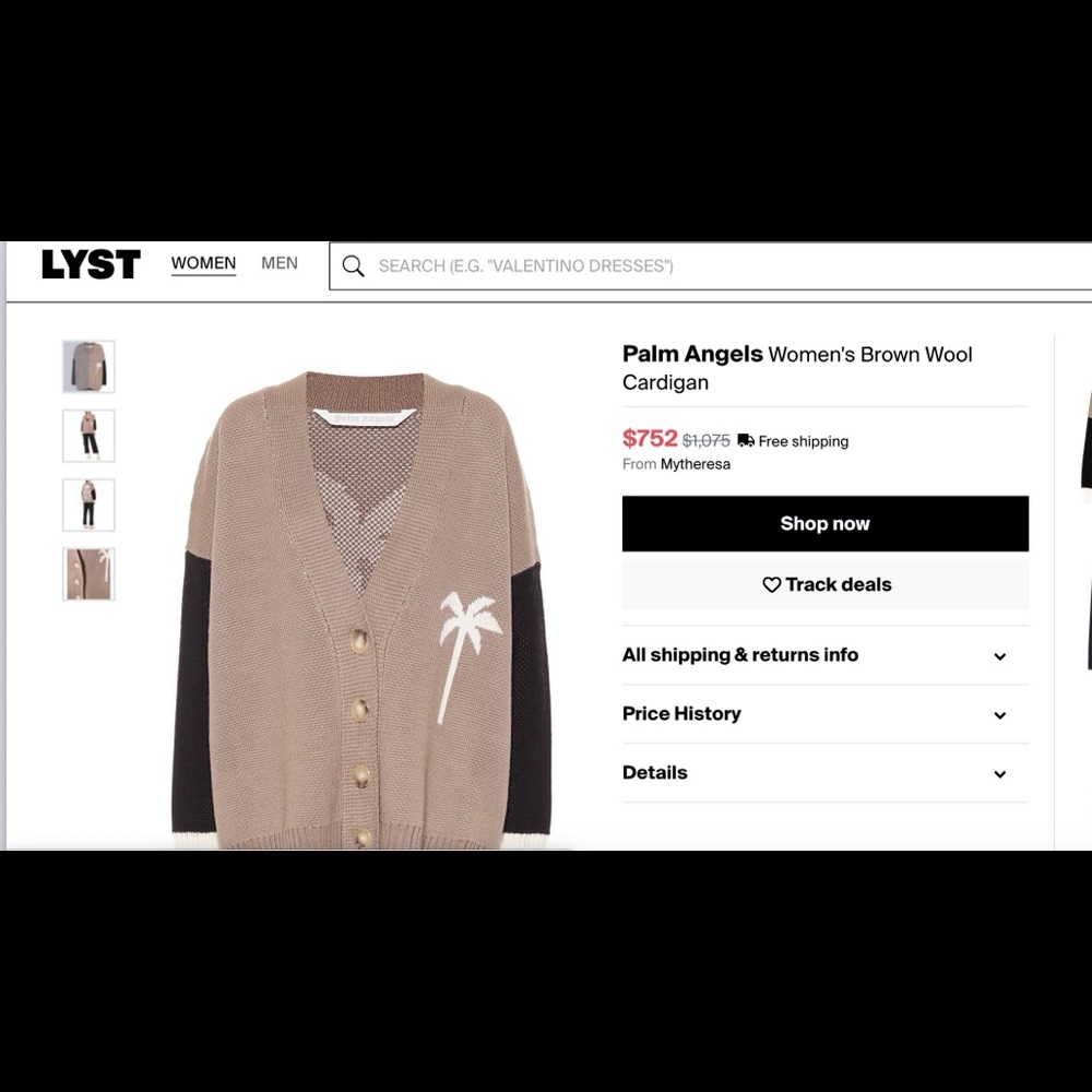 Palm Angels Women’s Brown Wool Cardigan - Picture 6 of 7
